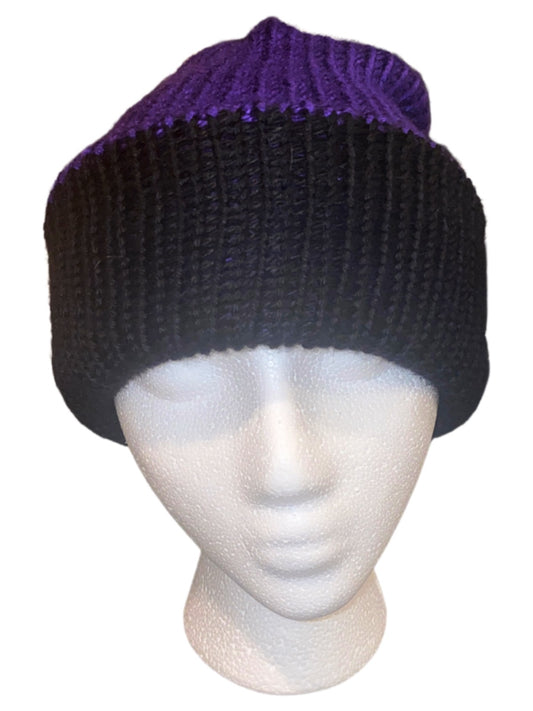 Black and Purple Reversible Beanie