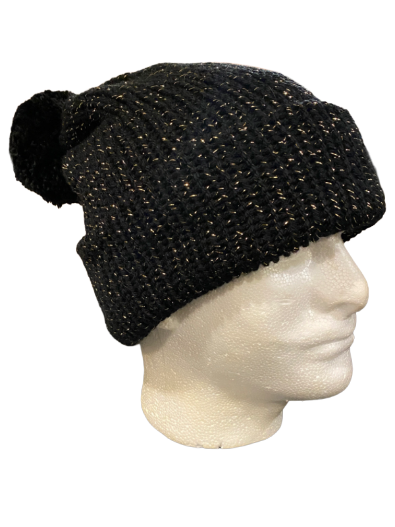 Gorro negro brillante dorado
