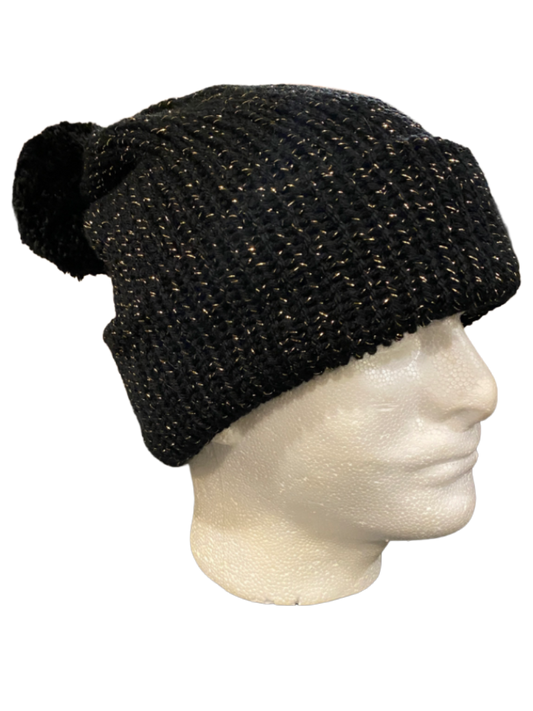 Sparkle Gold Black Beanie