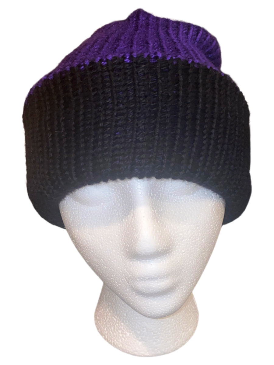 Black and Purple Reversible Beanie