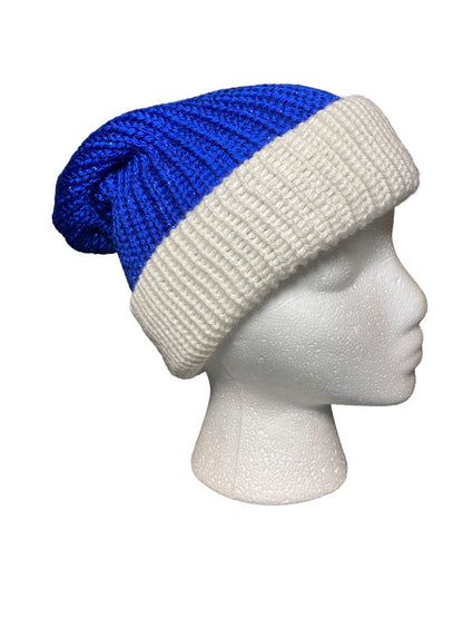 Royal Blue & White Reversible Beanie