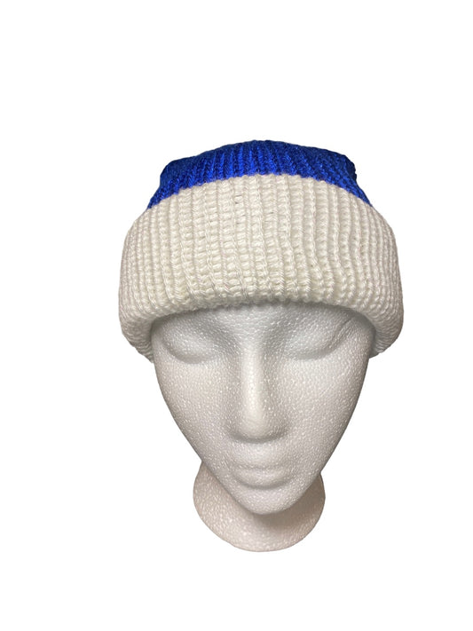 Royal Blue & White Reversible Beanie