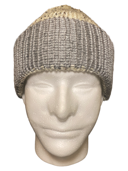 Gray & Tan Speckled Crochet Beanie