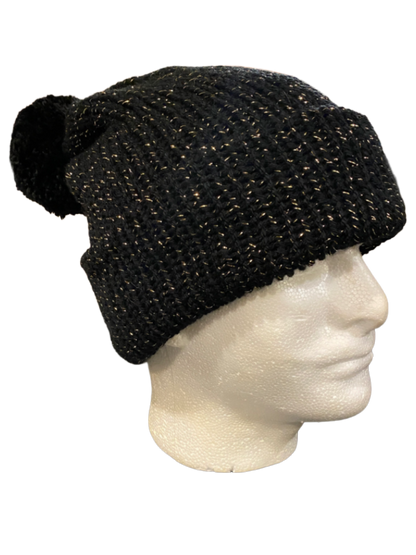 Sparkle Gold Black Beanie