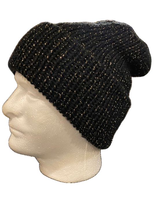 Sparkle Gold Black Beanie