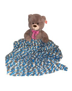 Blue, Brown and White Crochet Throw Blanket