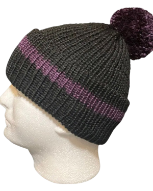 Black Beanie with Purple Stripe